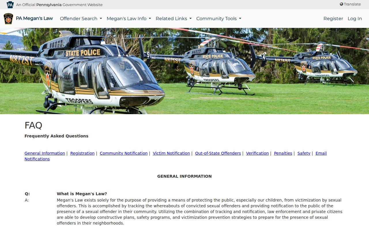 Lycoming County sex offender registry email alert instructions