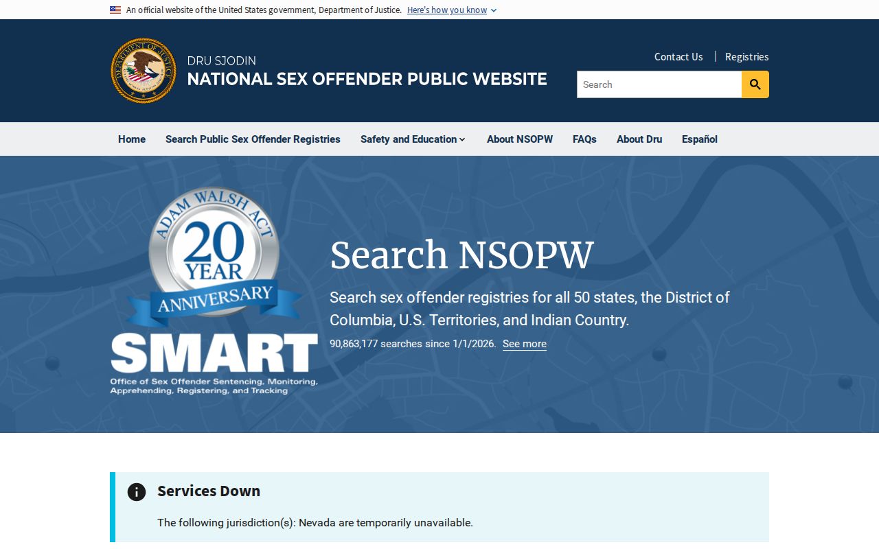 NSOPW national search option for Lycoming County sex offender lookup